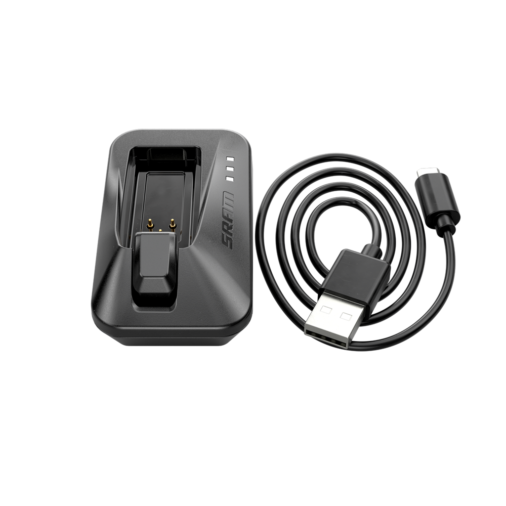 The SRAM single battery charger will come with a USB cable. If you're using a USB AC adapter, make sure that it supplies a minimum of 1A at 5V. If you're plugging into a computer or laptop, make sure it has a USB 3.0 or later charging port.

When the battery is properly installed in the charger, the amber LED indicates that it's charging. When it turns green, it's good to go. A full charge takes no more than an hour.